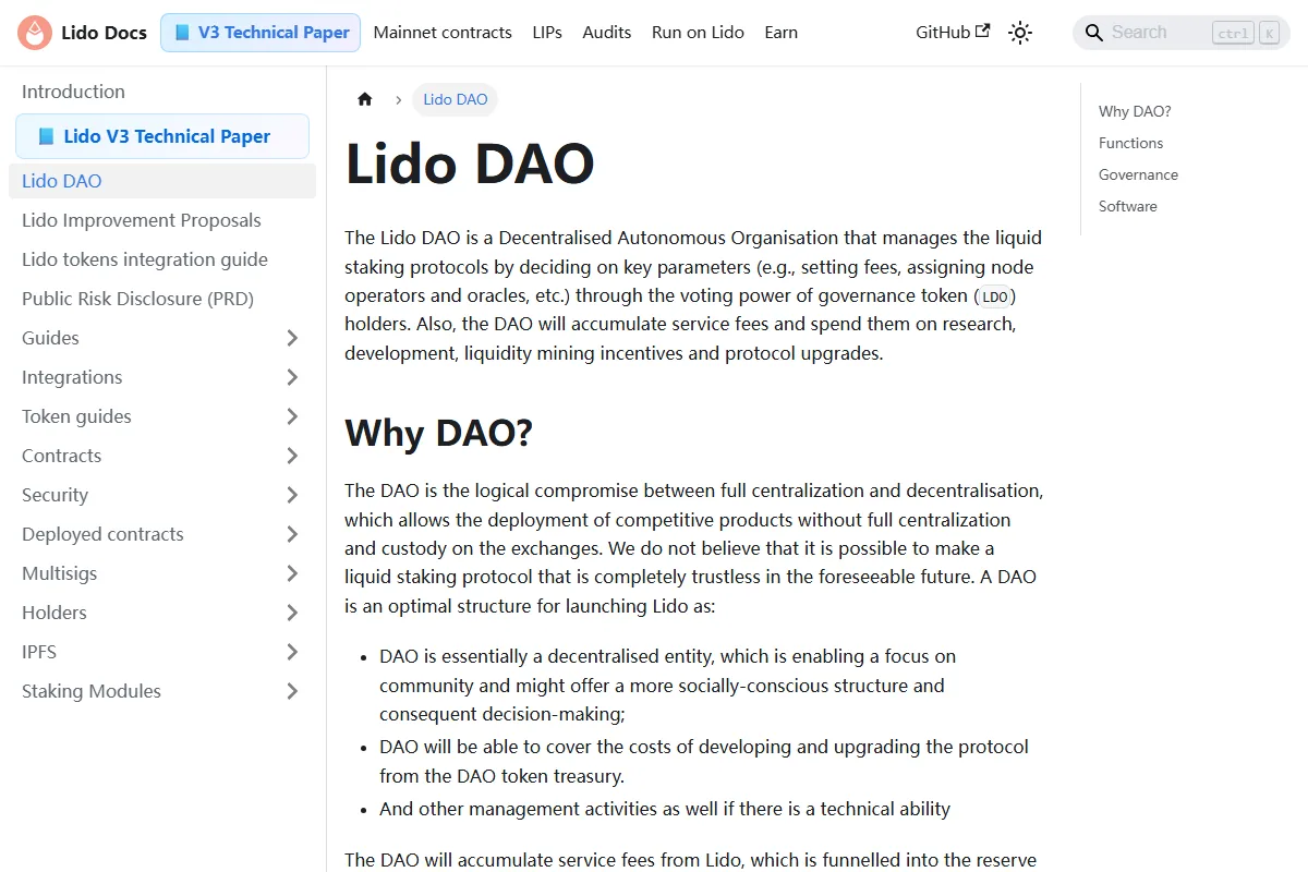Tài liệu Lido DAO mô tả kho bạc, quản trị và quyền biểu quyết LDO